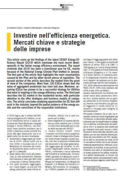 Investire nell’efficienza energetica. Mercati chiave e strategie delle imprese