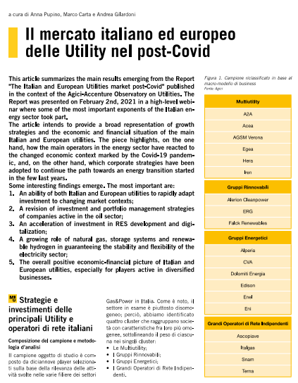 Il mercato italiano ed europeo delle Utility nel post-Covid