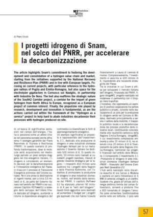 I progetti idrogeno di Snam, nel solco del PNRR, per accelerare la decarbonizzazione
