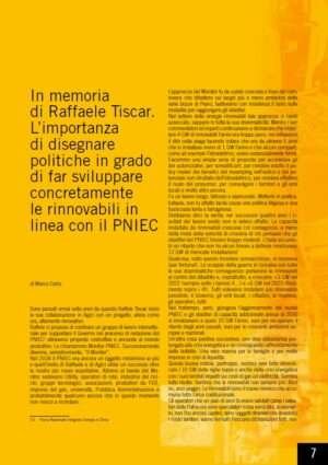 In memoria di Raffaele Tiscar. L’importanza di disegnare politiche in grado di far sviluppare concretamente le rinnovabili in linea con il PNIEC