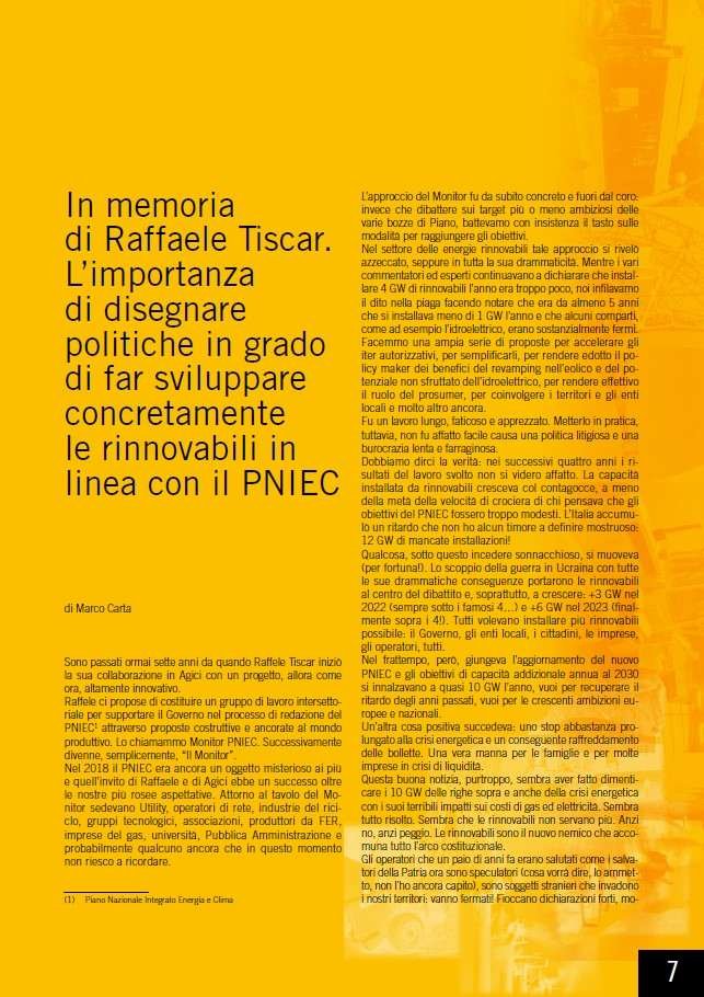 In memoria di Raffaele Tiscar. L’importanza di disegnare politiche in grado di far sviluppare concretamente le rinnovabili in linea con il PNIEC