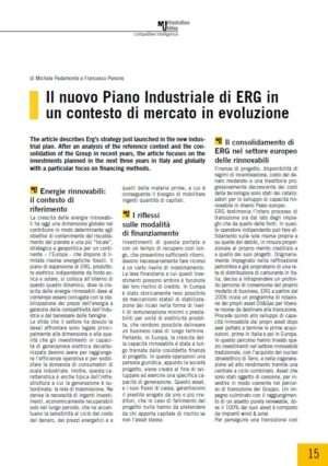 Il nuovo Piano Industriale di ERG in un contesto di mercato in evoluzione