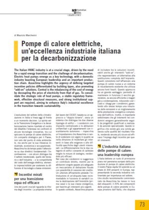 Pompe di calore elettriche, un’eccellenza industriale italiana per la decarbonizzazione