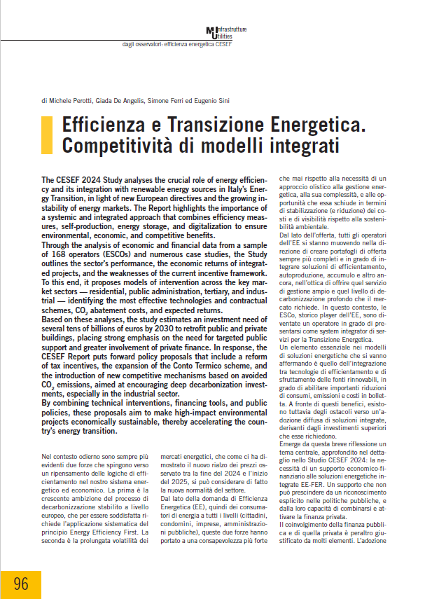 Efficienza e Transizione Energetica. Competitività di modelli integrati