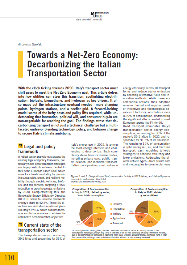 Towards a Net-Zero Economy: Decarbonizing the Italian Transportation Sector