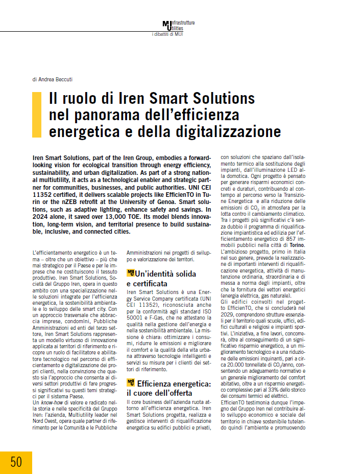 Il ruolo di Iren Smart Solutions nel panorama dell’efficienza energetica e della digitalizzazione