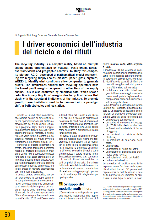 I driver economici dell’industria del riciclo e dei rifiuti